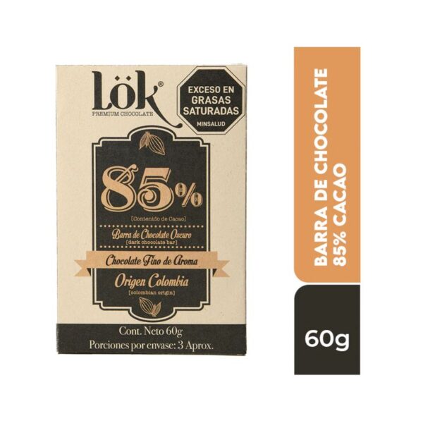 TAB CHOCOLATE LOK 85% CACAO X60gr X12