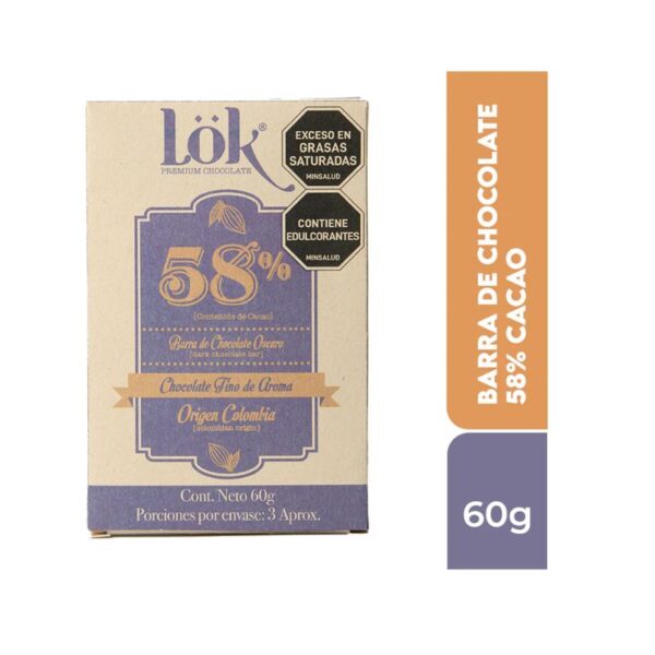 TAB CHOCOLATE LOK 58% CACAO X60gr X12