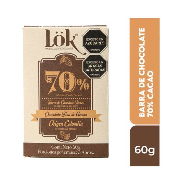 TAB CHOCOLATE LOK 70% CACAO X60gr X12