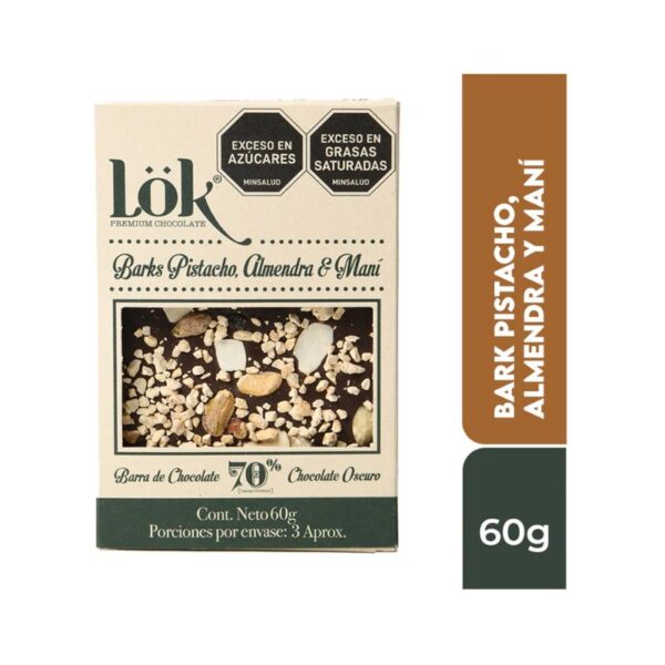 TAB LOK BARK ALMENDRA, PISTACHO Y MANÍ X60gr X12