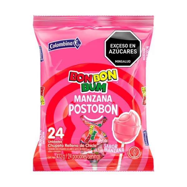 BON BON BUM MANZANA POSTOBON 456G X24UN CAJA X15BOL